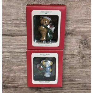 1996 Christmas Ornament Mouse Bear DCI Limited Edition Seasons Greetings Friends